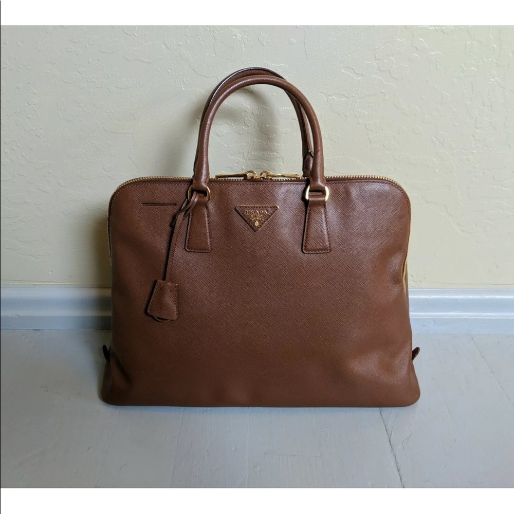 P R A D A Dome Satchel Vernice Saffiano Handbag